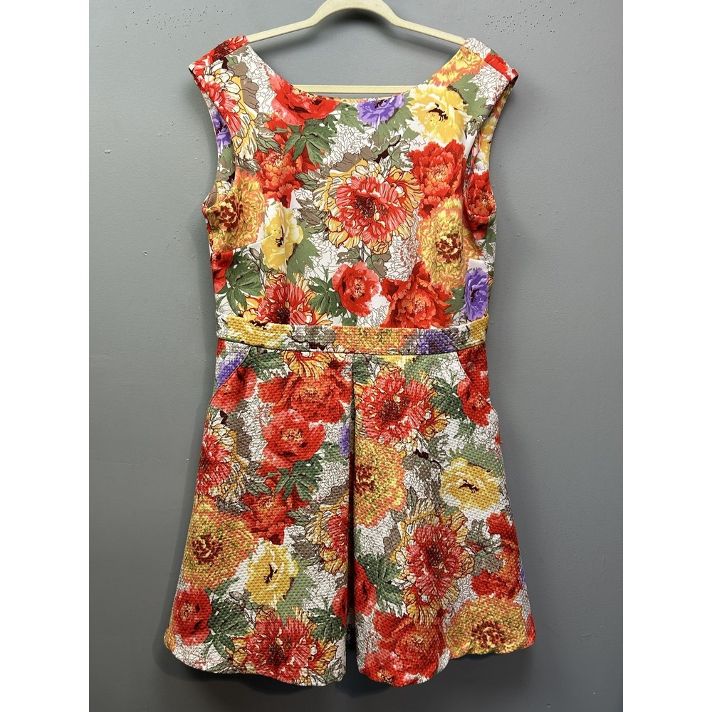 Danny & Nicole Dress Womens 16 Multicolor Floral Fit & Flare Jacquard Sleeveless
